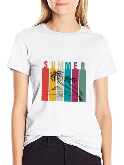 Camiseta Negra Estampada Summer Vibes
