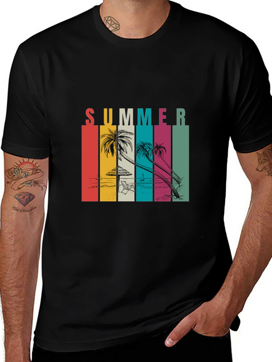 Camiseta Negra Estampada Summer Vibes