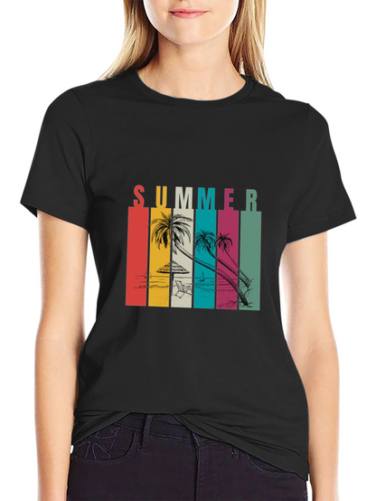 Camiseta Negra Estampada Summer Vibes
