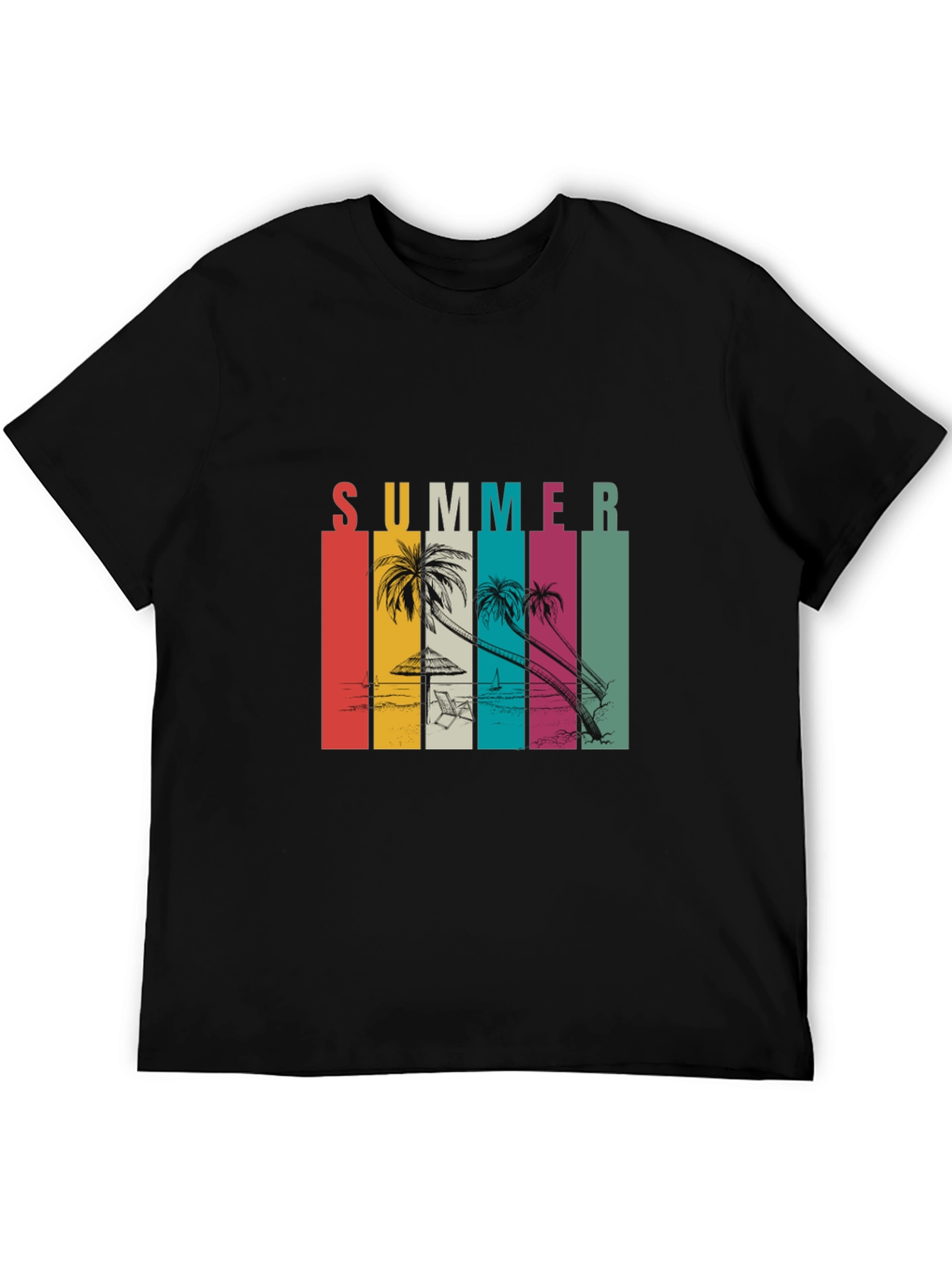 Camiseta Negra Estampada Summer Vibes