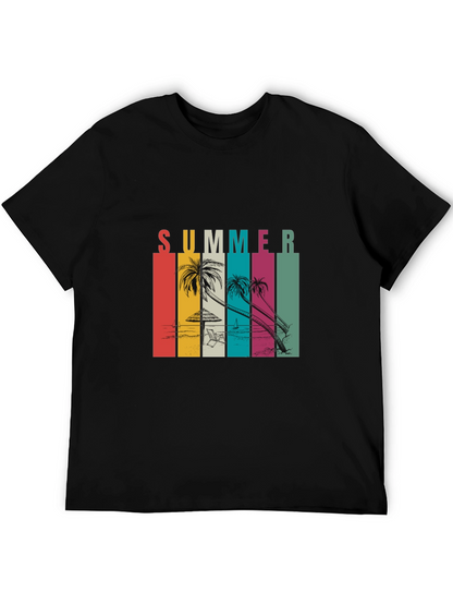 Camiseta Negra Estampada Summer Vibes