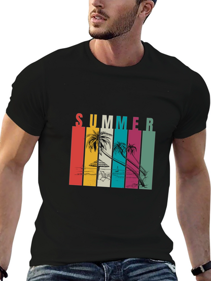 Camiseta Negra Estampada Summer Vibes