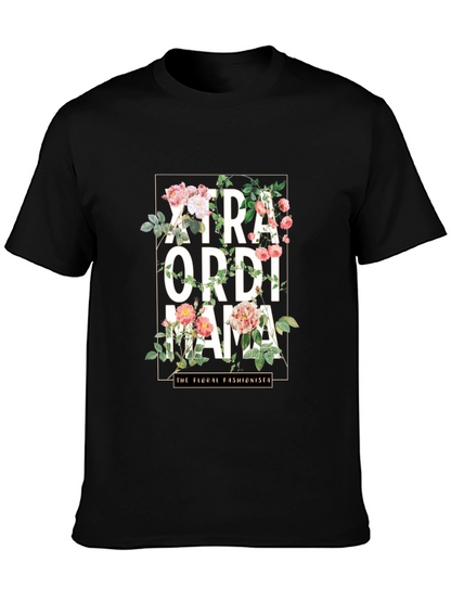 Camiseta Negra Floral Extraordinaria Mamá