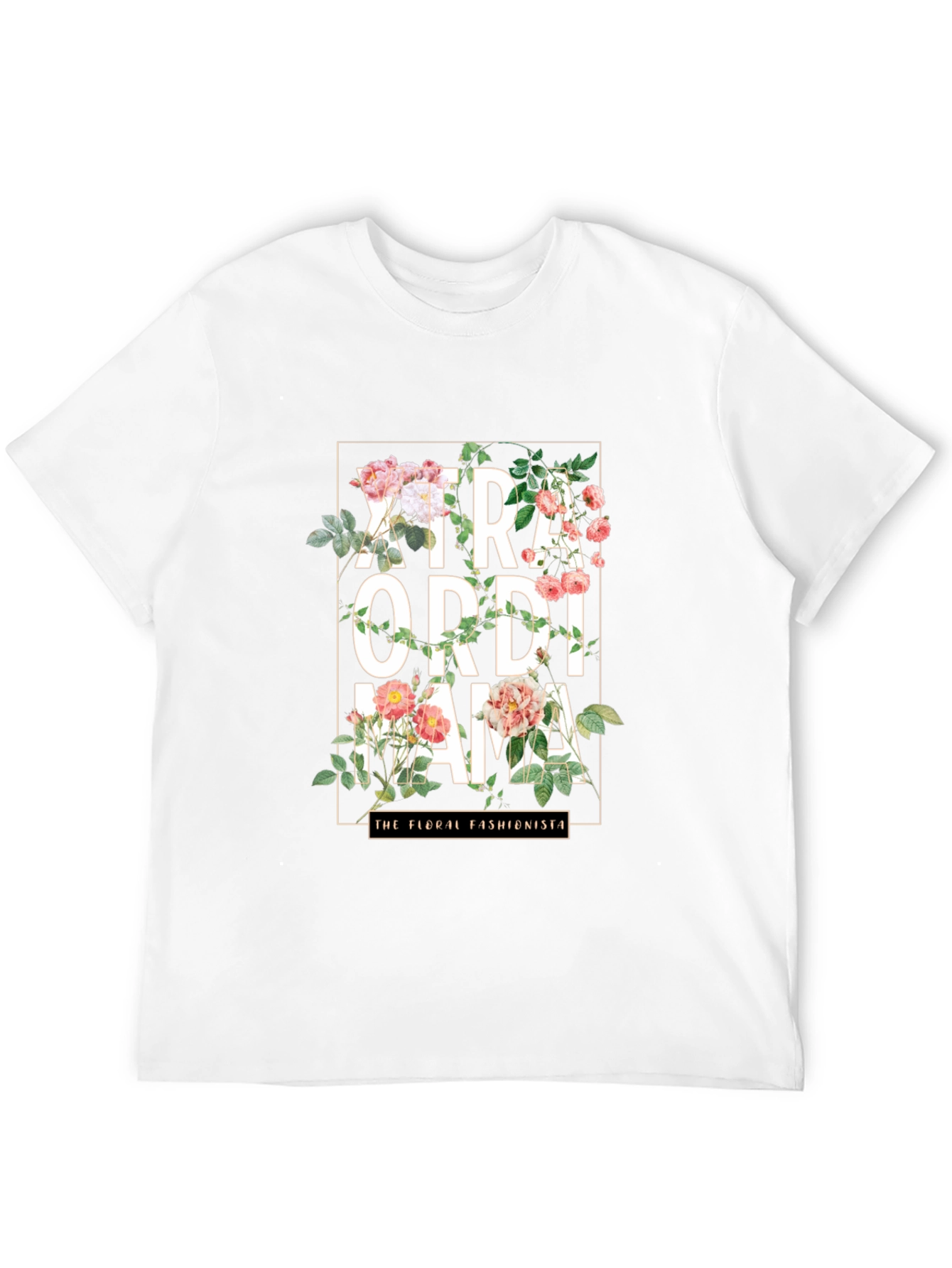 Camiseta Negra Floral Extraordinaria Mamá