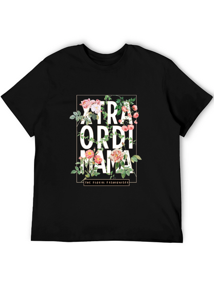 Camiseta Negra Floral Extraordinaria Mamá