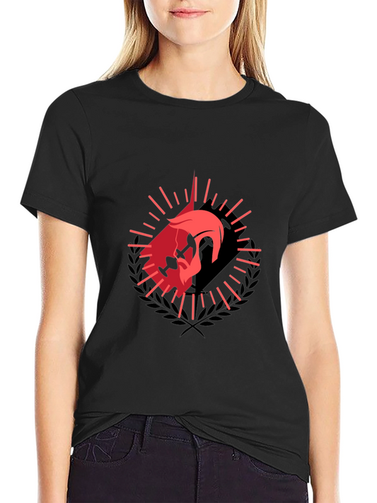 Camiseta Negra con Diseño de Guerrero Rojo