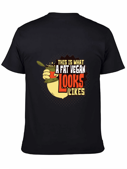 Camiseta Negra con Diseño Gráfico A Fat Vegan