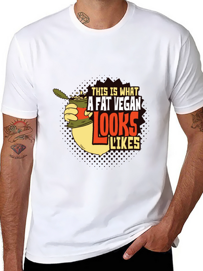 Camiseta Negra con Diseño Gráfico A Fat Vegan