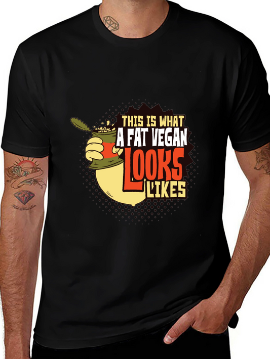 Camiseta Negra con Diseño Gráfico A Fat Vegan