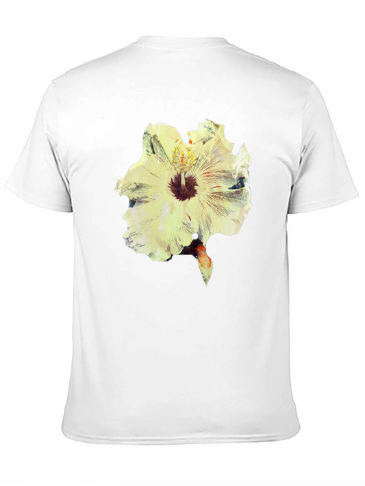 Camiseta Negra con Estampado Floral Abstracto