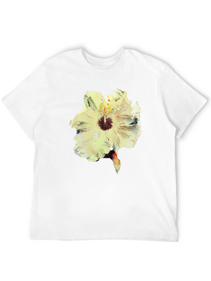Camiseta Negra con Estampado Floral Abstracto