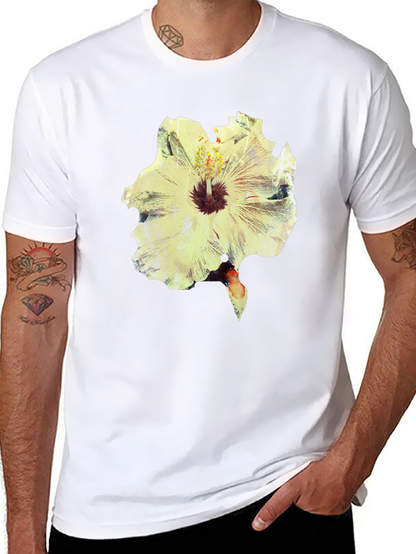 Camiseta Negra con Estampado Floral Abstracto