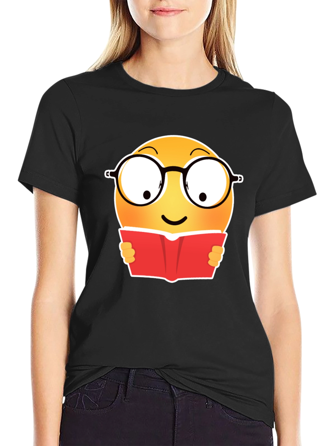 Camiseta Negra con Emoji Lector