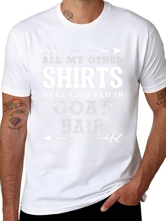 Camiseta Negra con Diseño Gracioso de Pelo de Cabra