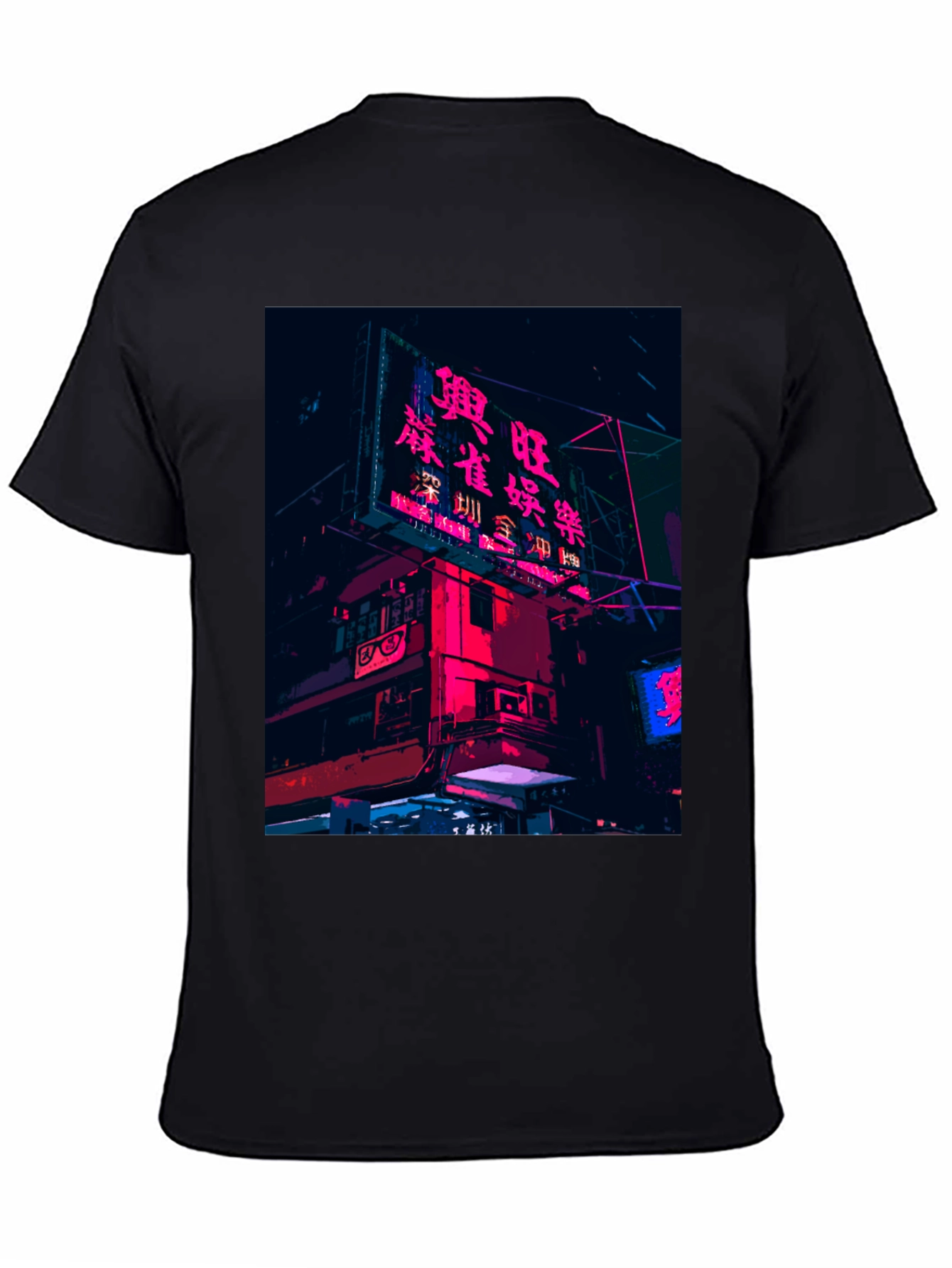 Camiseta Negra Urbana con Diseño Neón