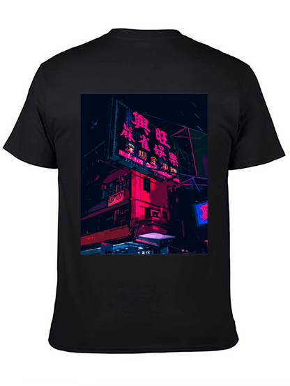 Camiseta Negra Urbana con Diseño Neón