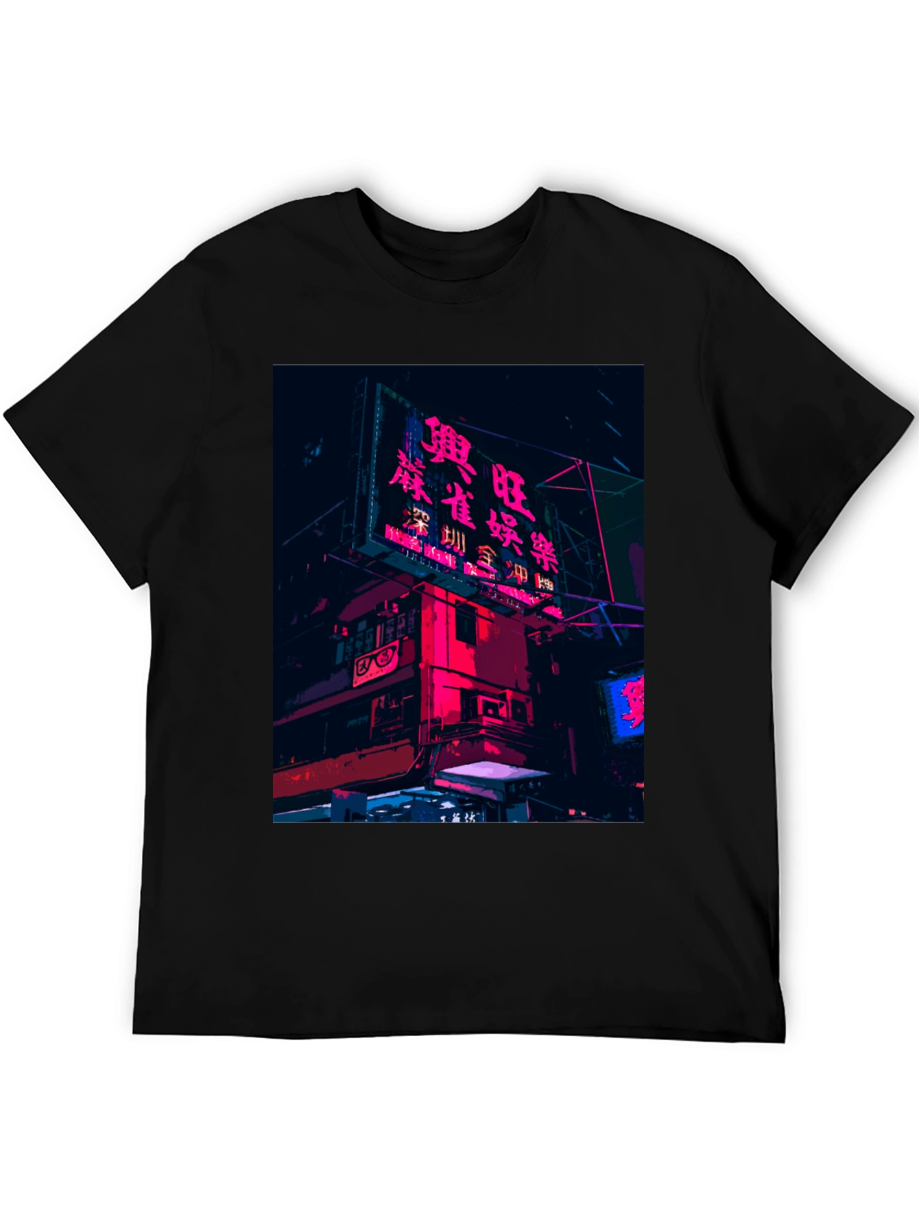 Camiseta Negra Urbana con Diseño Neón