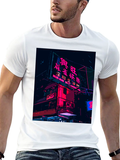 Camiseta Negra Urbana con Diseño Neón