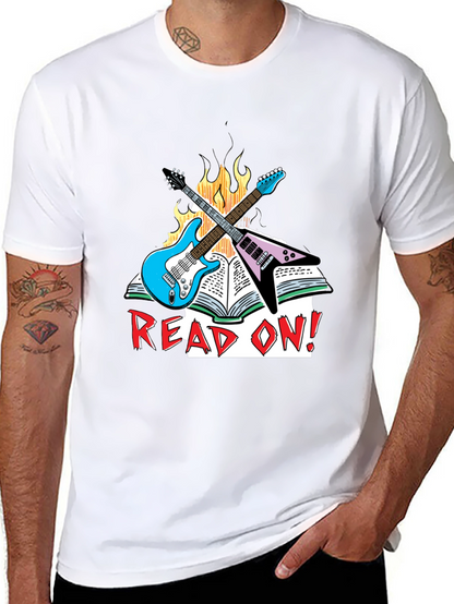 Camiseta Negra Read On! con Guitarras