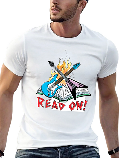 Camiseta Negra Read On! con Guitarras
