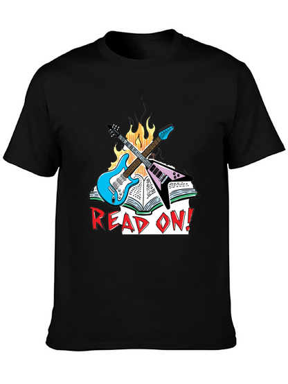 Camiseta Negra Read On! con Guitarras