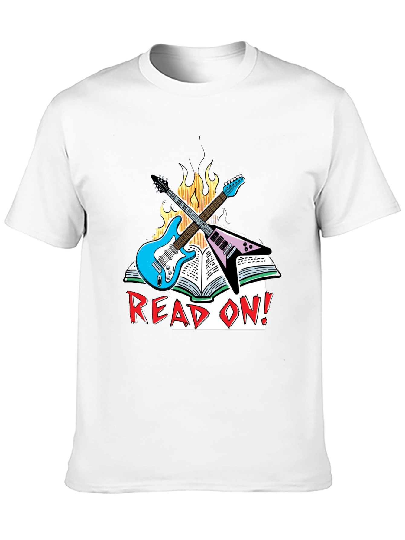 Camiseta Negra Read On! con Guitarras