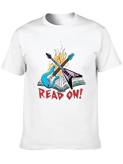 Camiseta Negra Read On! con Guitarras