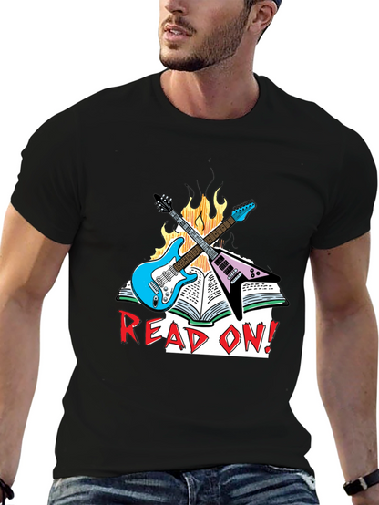 Camiseta Negra Read On! con Guitarras