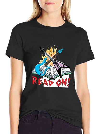 Camiseta Negra Read On! con Guitarras