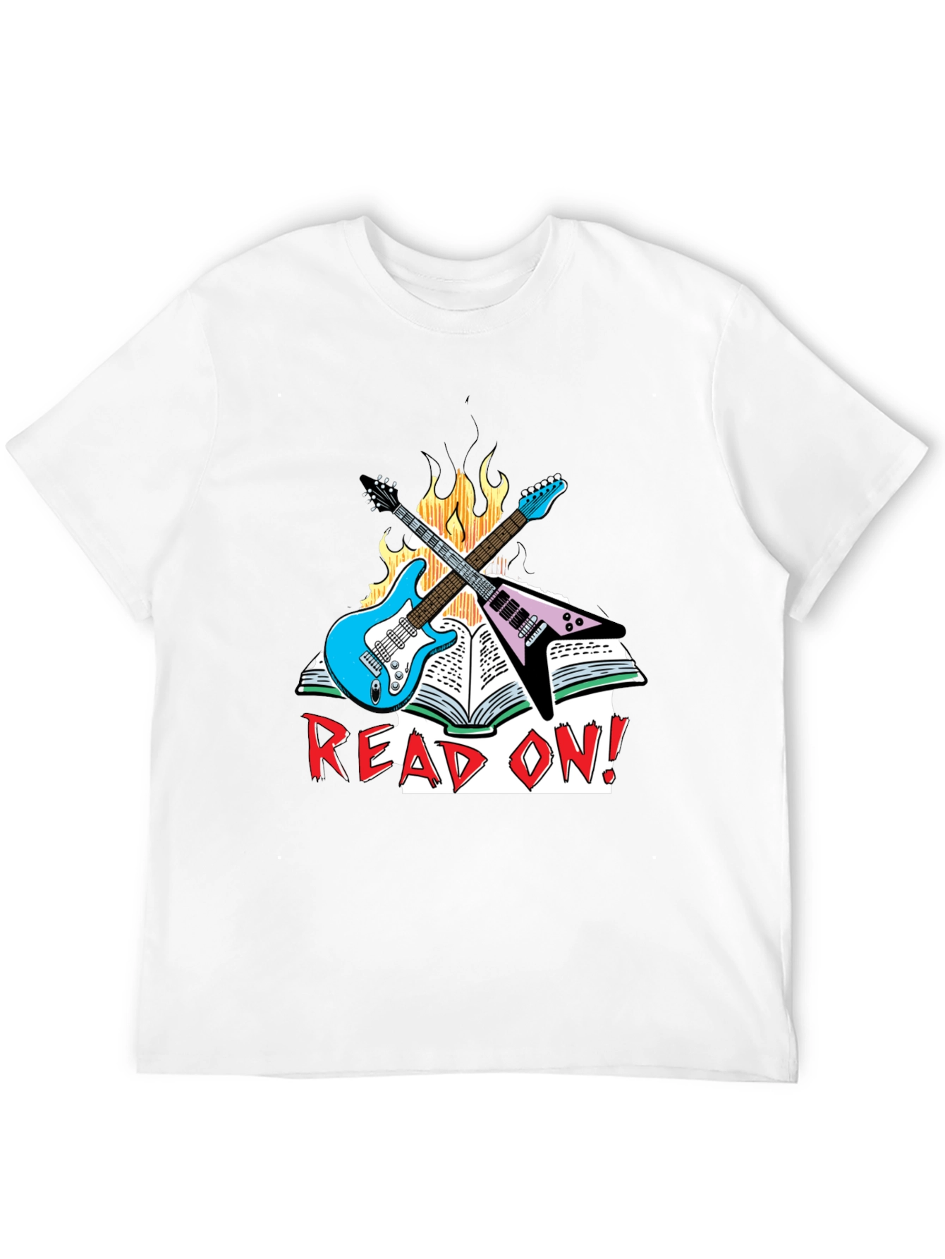 Camiseta Negra Read On! con Guitarras