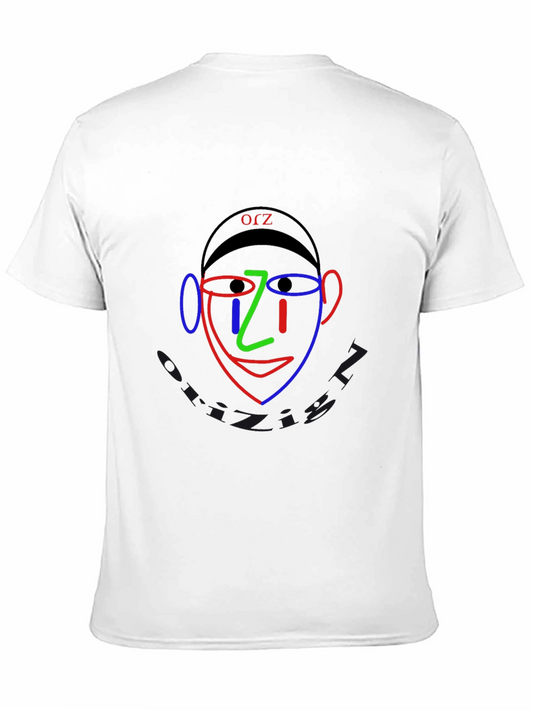 Camiseta Negra con Diseño Abstracto Facial a Color