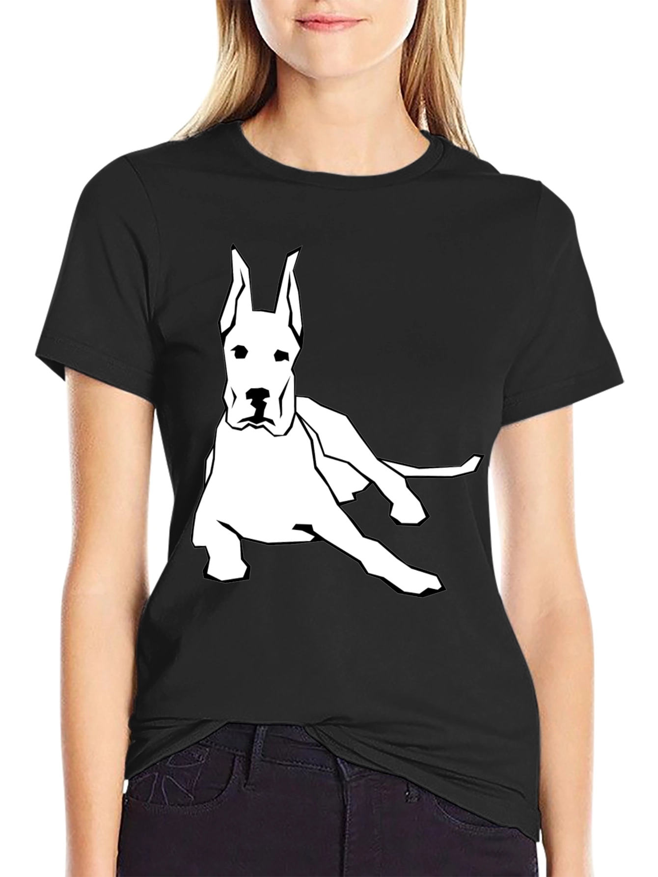 Camiseta Negra con Diseño de Gran Danés