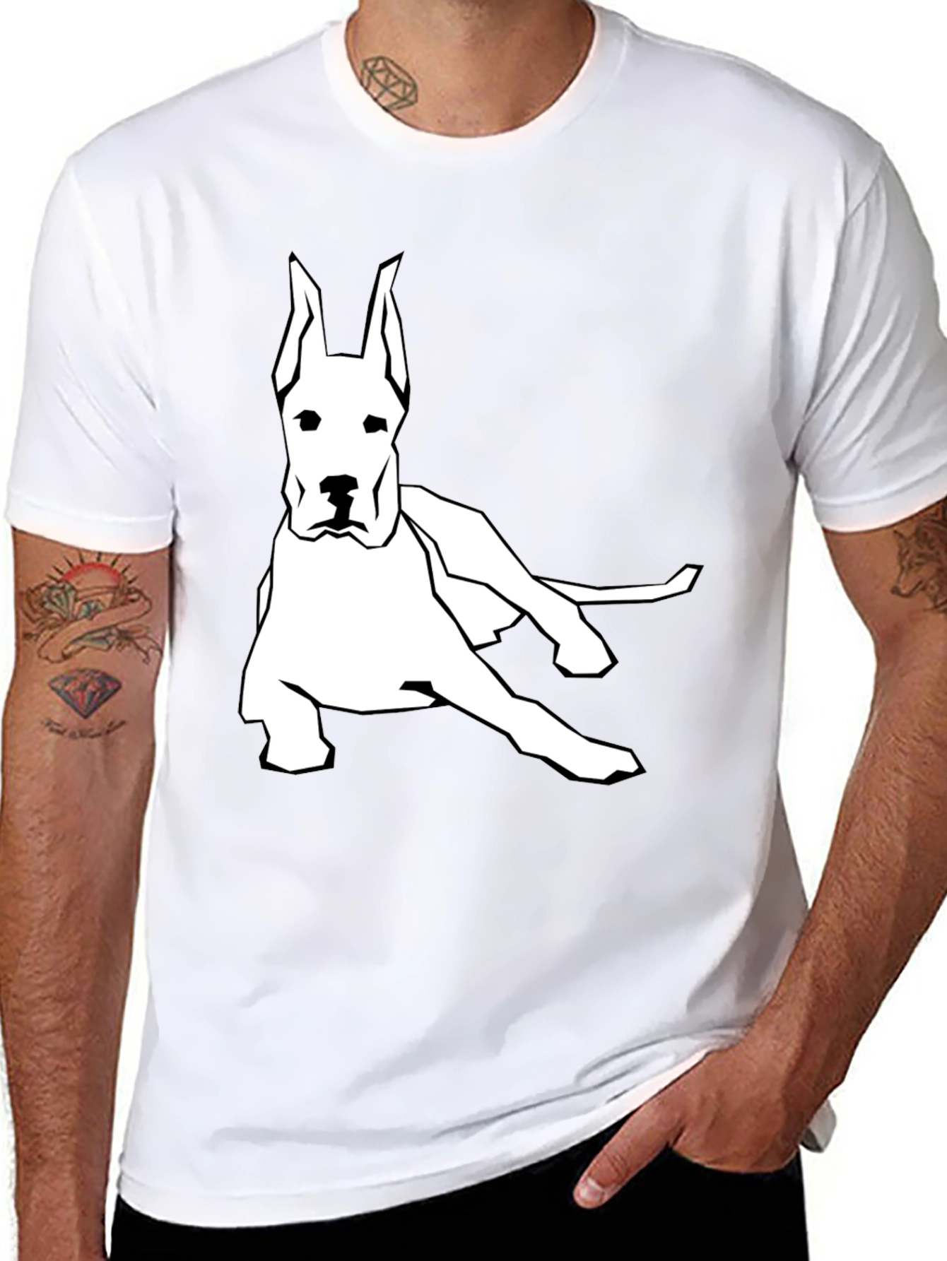 Camiseta Negra con Diseño de Gran Danés