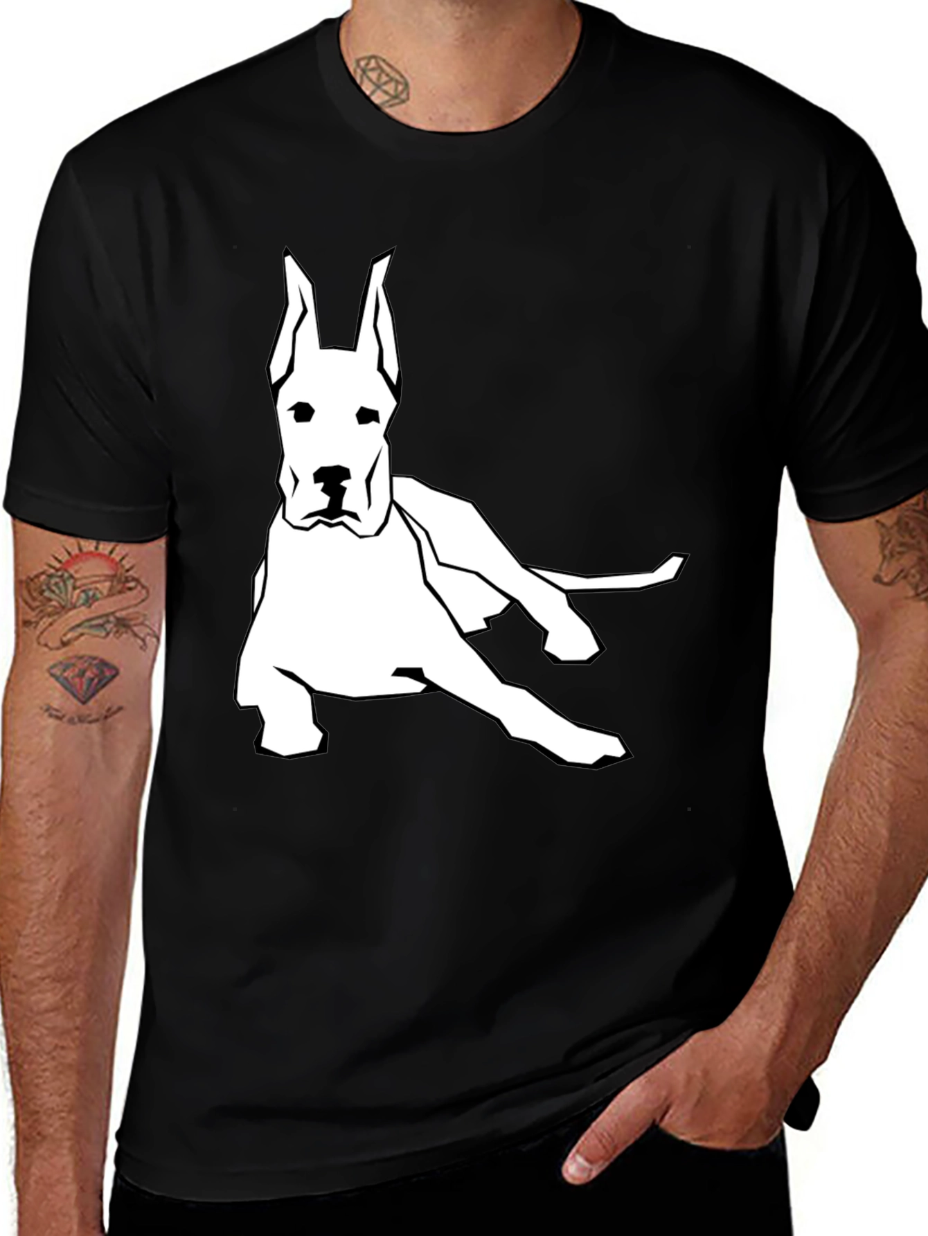 Camiseta Negra con Diseño de Gran Danés
