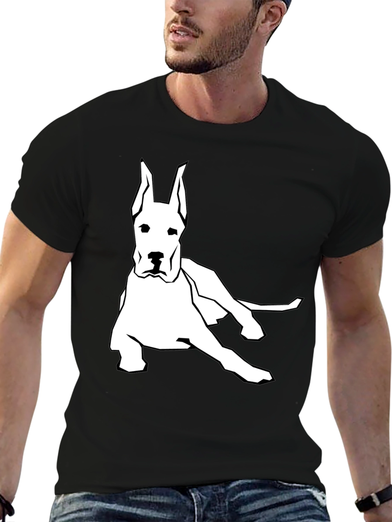 Camiseta Negra con Diseño de Gran Danés