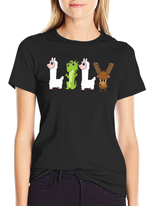 Camiseta Negra LILY Animales Divertidos