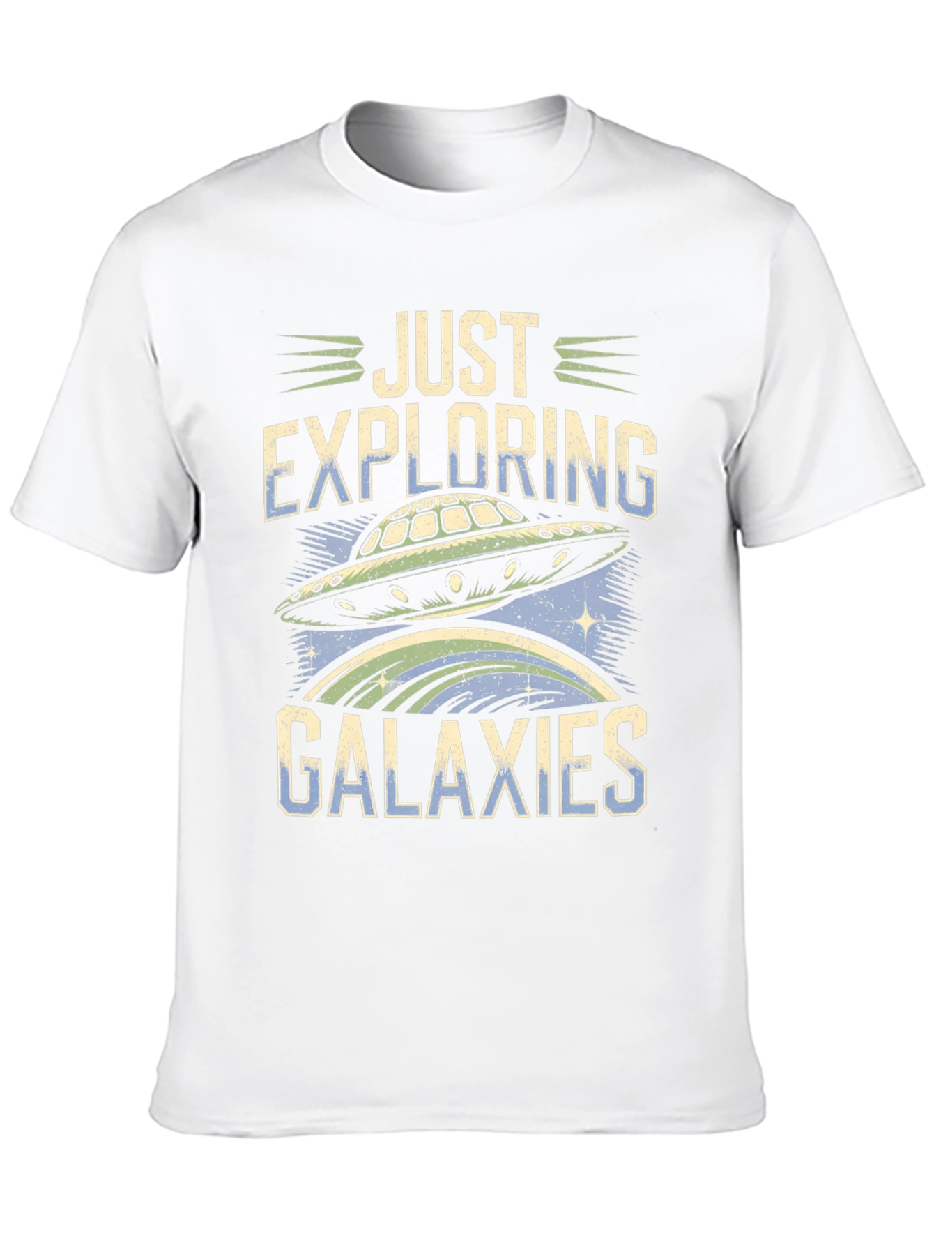Camiseta Negra Explorando Galaxias con Diseño OVNI