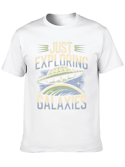 Camiseta Negra Explorando Galaxias con Diseño OVNI