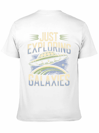 Camiseta Negra Explorando Galaxias con Diseño OVNI