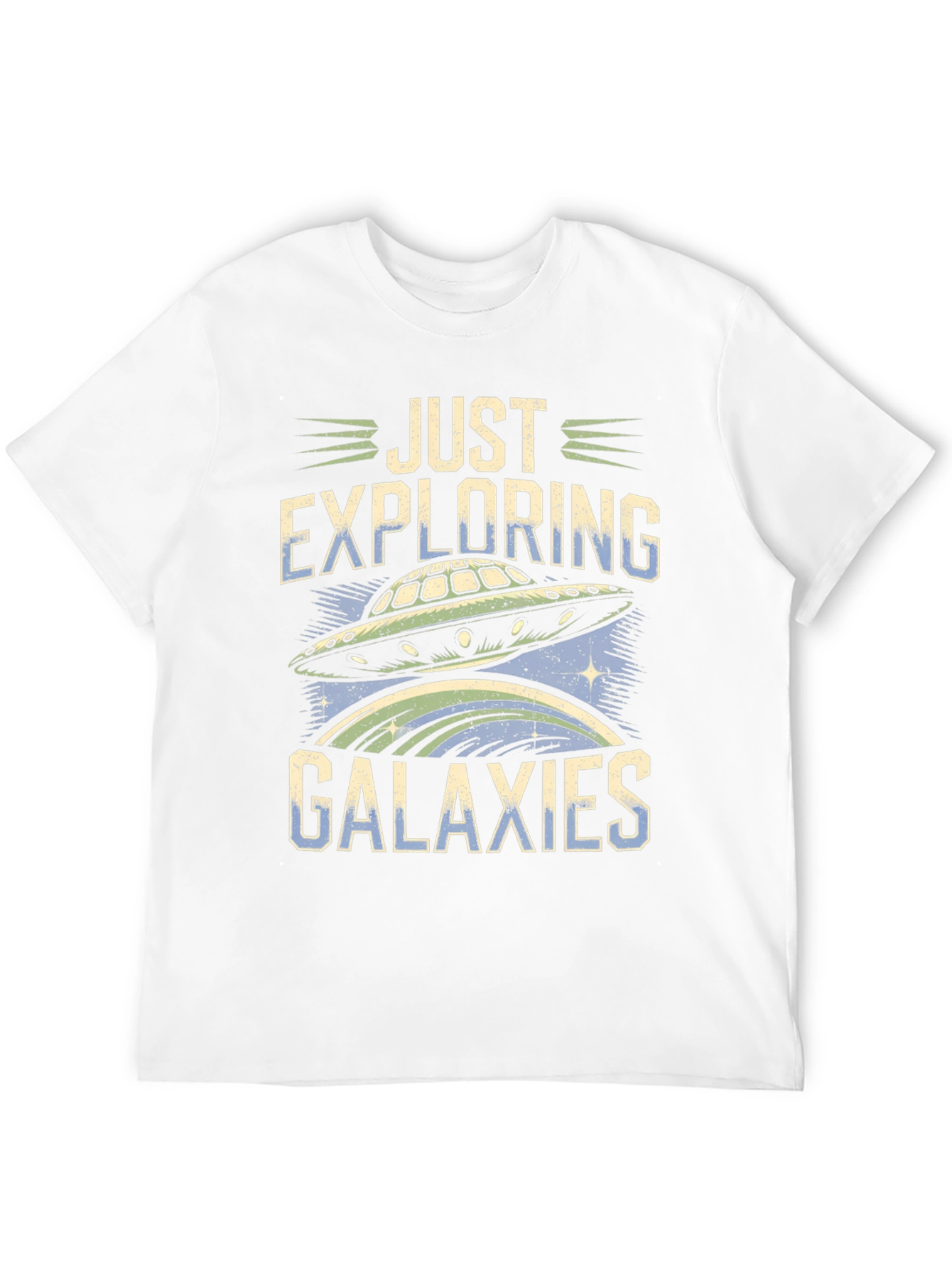 Camiseta Negra Explorando Galaxias con Diseño OVNI