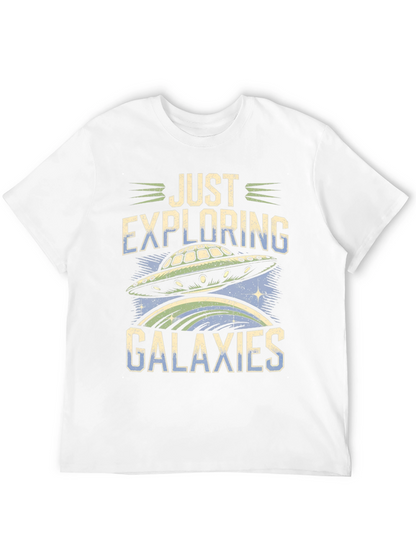 Camiseta Negra Explorando Galaxias con Diseño OVNI