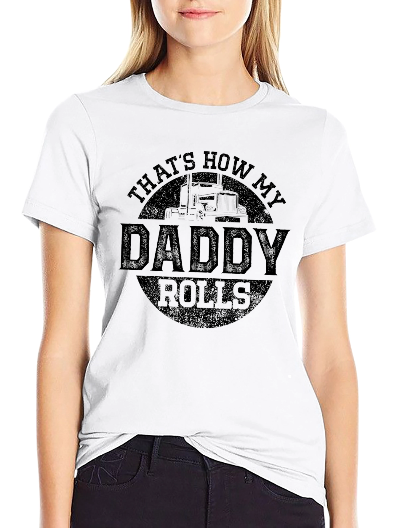 Camiseta Negra Así Rueda Papá Camionero
