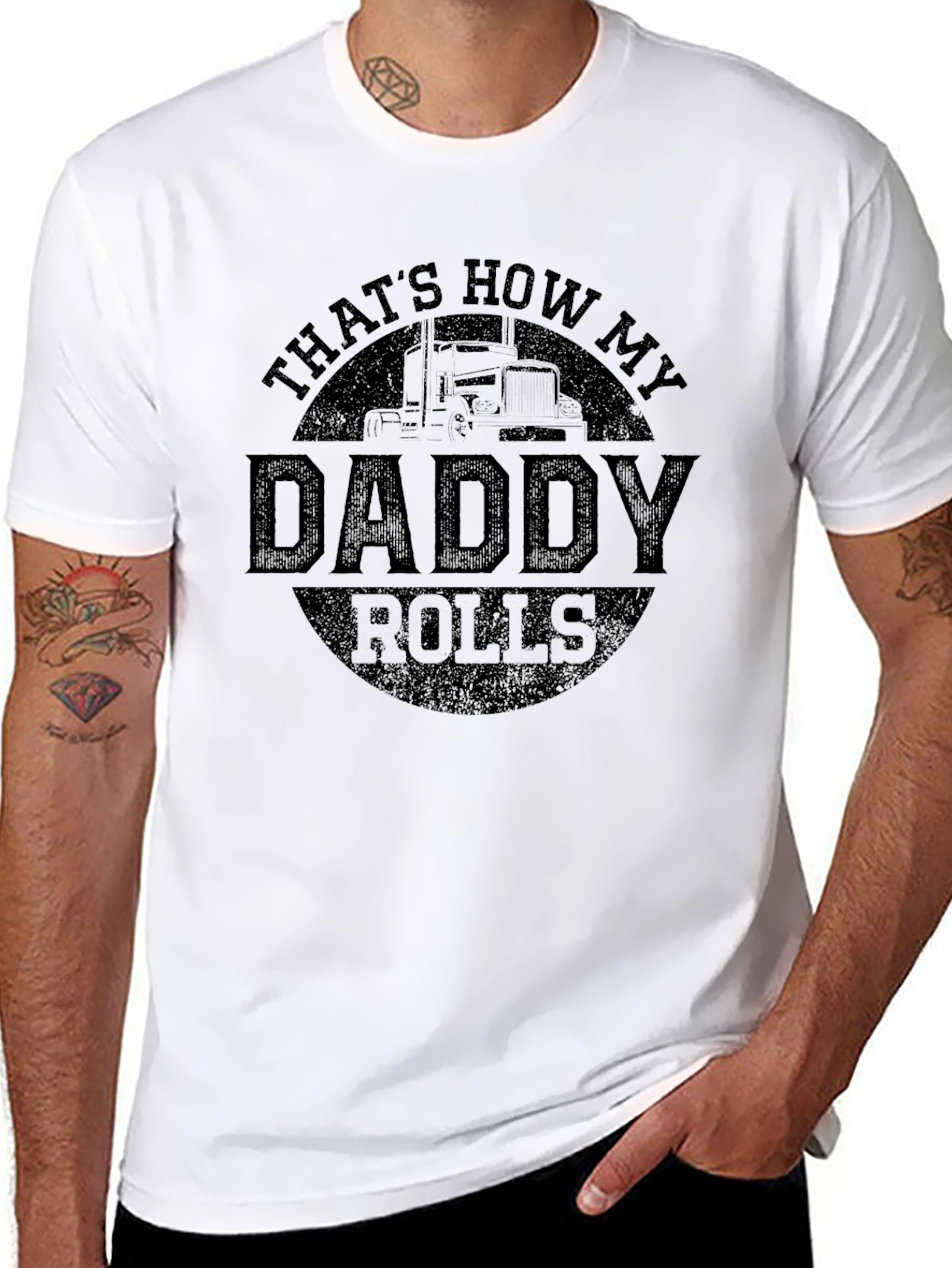 Camiseta Negra Así Rueda Papá Camionero