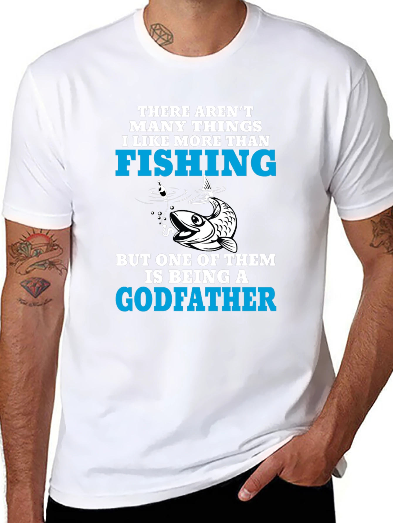 Camiseta Negra para Amantes de la Pesca y Padrinos