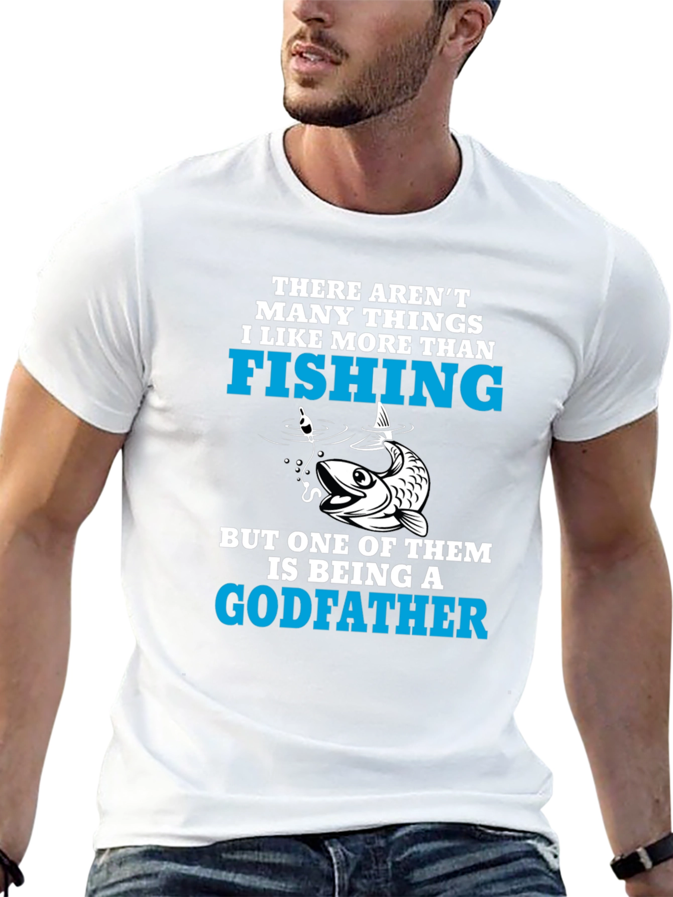 Camiseta Negra para Amantes de la Pesca y Padrinos