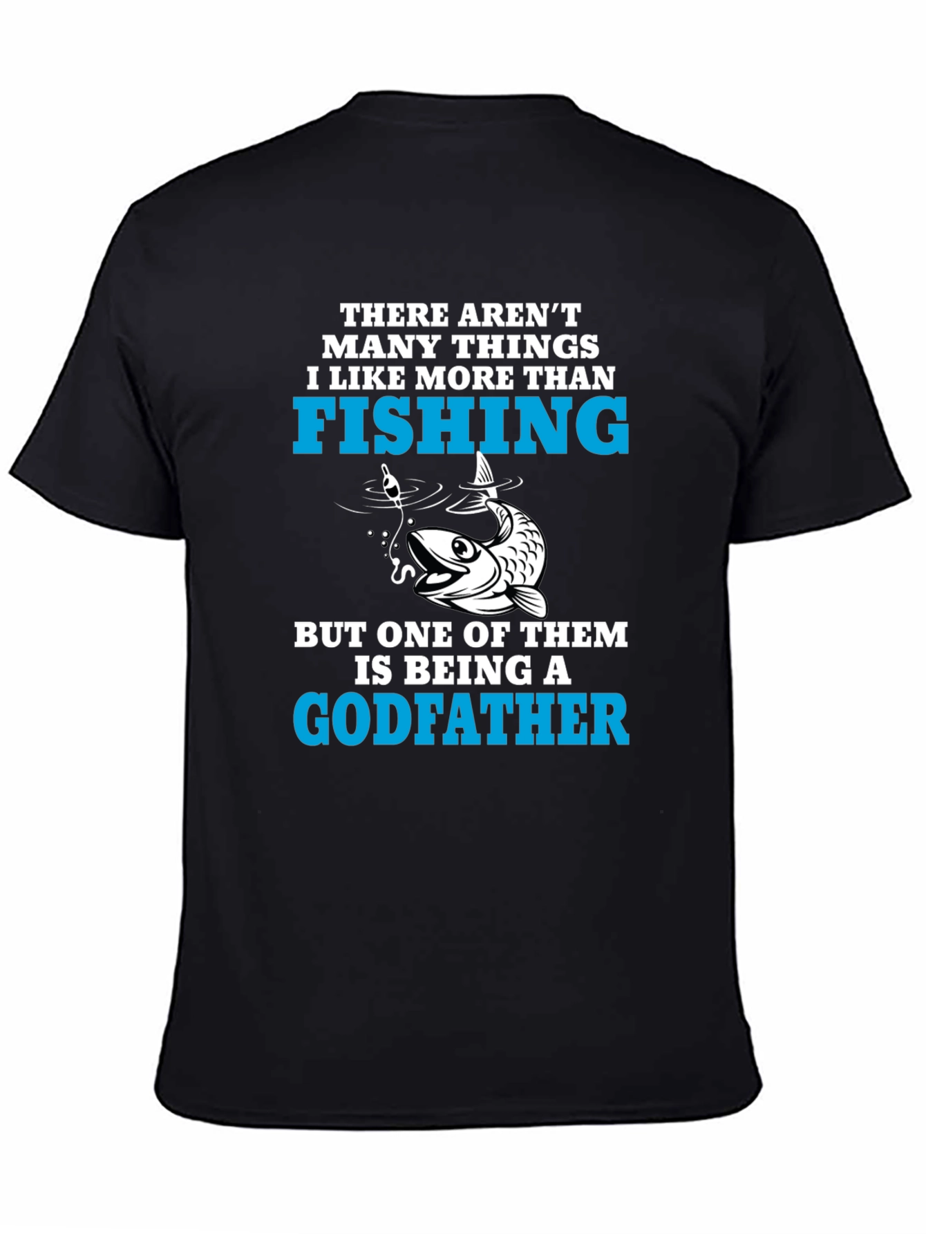 Camiseta Negra para Amantes de la Pesca y Padrinos