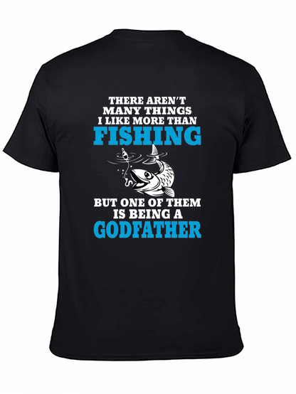 Camiseta Negra para Amantes de la Pesca y Padrinos