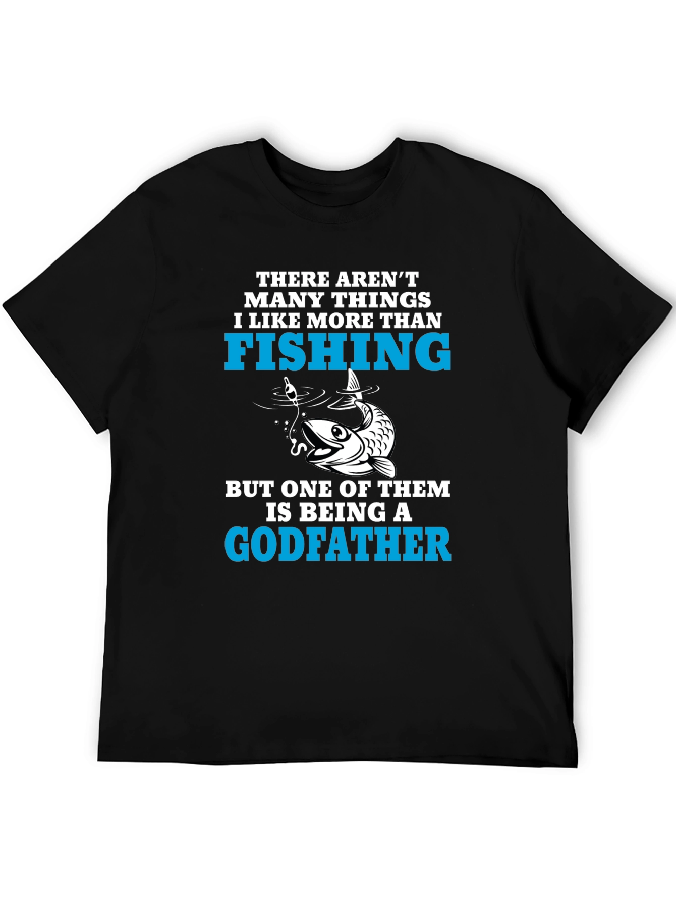 Camiseta Negra para Amantes de la Pesca y Padrinos