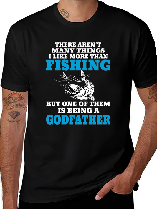 Camiseta Negra para Amantes de la Pesca y Padrinos