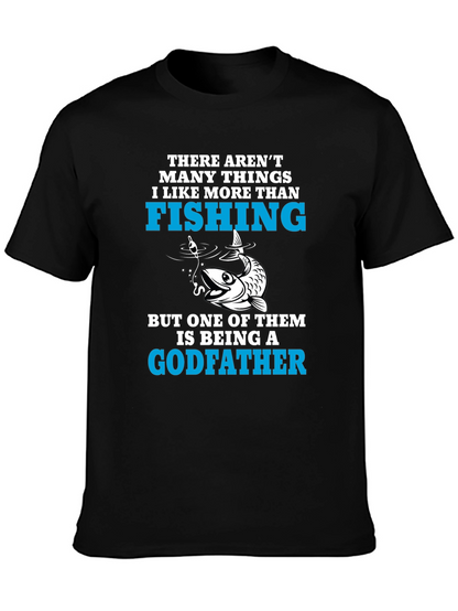 Camiseta Negra para Amantes de la Pesca y Padrinos